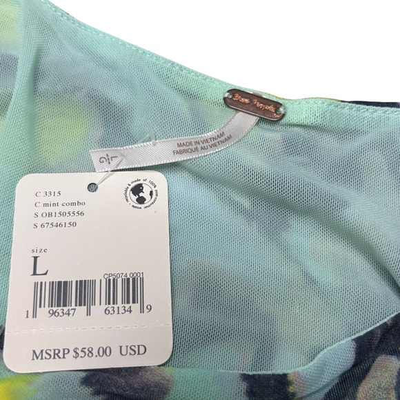 Free People Tie Shoulder Ruched Tank Top Abstract Print Multicolor L NWT - Picture 7 of 9